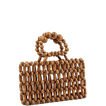 Small Beaded Wood Carry Bag