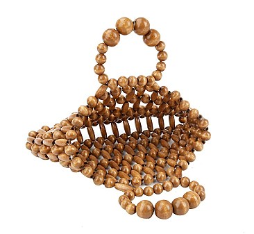 Small Beaded Wood Carry Bag