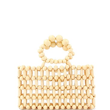 Small Beaded Wood Carry Bag