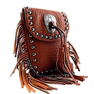 Fringed Studded Skull Cross Body