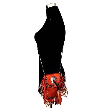 Fringed Studded Skull Cross Body