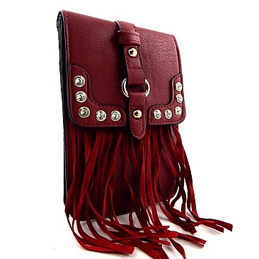 Fringed Small Cross Body Smart-Cellphone Holder