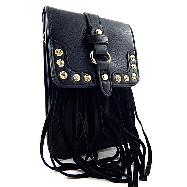 Fringed Small Cross Body Smart-Cellphone Holder