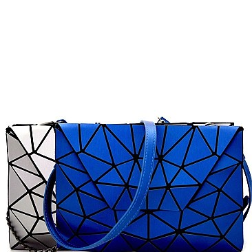 YX0006-LP Matte Geometry Patchwork 2 in 1 Clutch Combo SET