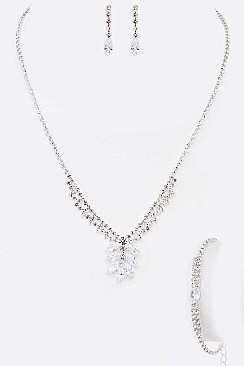 Elegant CZ Drop Rhinestone 3 PC Set