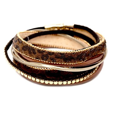 Leopard Print Fur Leather Layered Bracelet MH-ZB1299