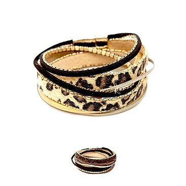 Leopard Print Fur Leather Layered Bracelet MH-ZB1299