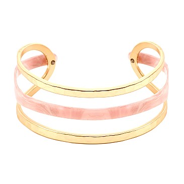 Multi-colored Acrylic Metal Cuff Bracelet