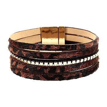 Leopard Leather Magnetic Finish Bracelet MH-ZB1428
