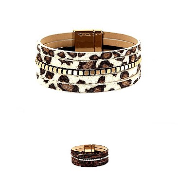 Leopard Leather Magnetic Finish Bracelet MH-ZB1428