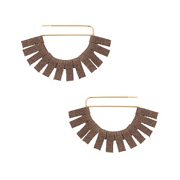 Fashionable Half Circle Hook Er with Leather Fringe SLZE1392