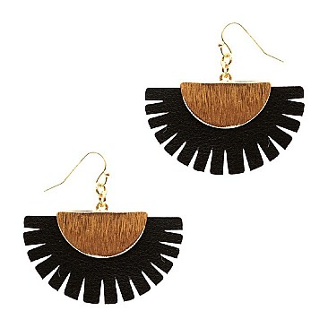 Stylish Metal Cut Out Leather Trim Earrings MH-ZE1476-1