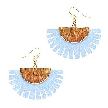 Stylish Metal Cut Out Leather Trim Earrings MH-ZE1476-1