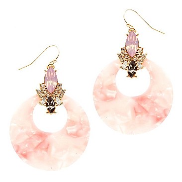 Trendy Rhinestone Embellished Acrylic Round Earrings MH-ZE1489-1