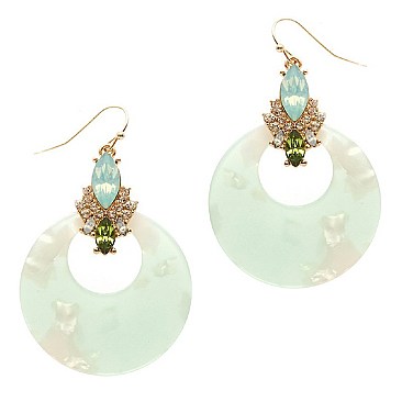 Trendy Rhinestone Embellished Acrylic Round Earrings MH-ZE1489-1