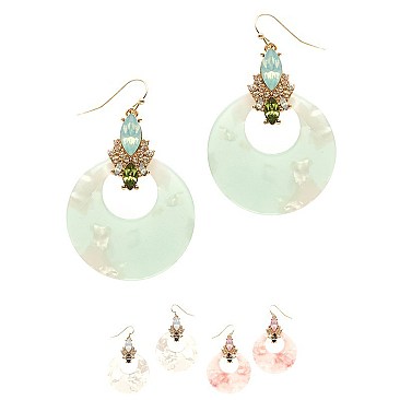 Trendy Rhinestone Embellished Acrylic Round Earrings MH-ZE1489-1