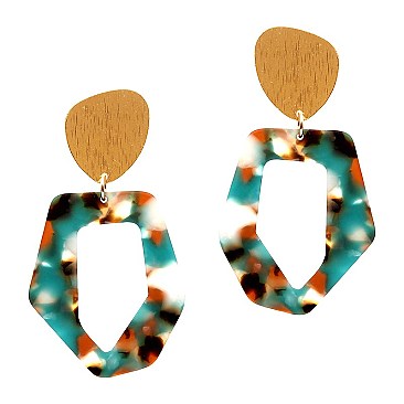 Multicolored Open-cut Acrylic Metal Post Earring MH-ZE1594