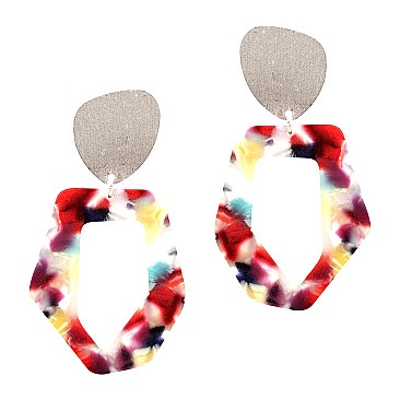 Multicolored Open-cut Acrylic Metal Post Earring MH-ZE1594