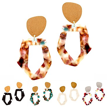 Multicolored Open-cut Acrylic Metal Post Earring MH-ZE1594