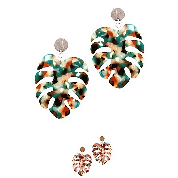 Stylish Acrylic Metal Post Organic Leaf Earrings MH-ZE1601