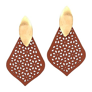 Leather Filigree Metal Post Earring MH-ZE1624