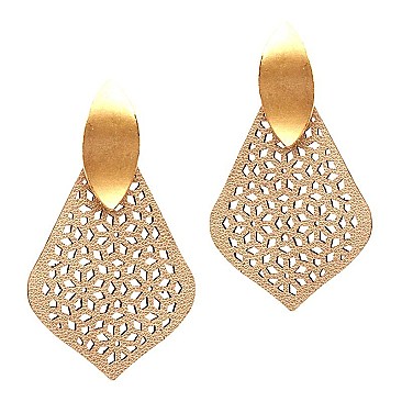 Leather Filigree Metal Post Earring MH-ZE1624
