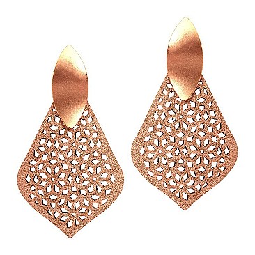 Leather Filigree Metal Post Earring MH-ZE1624