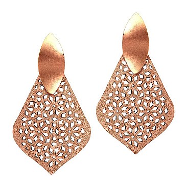 Leather Filigree Metal Post Earring MH-ZE1624