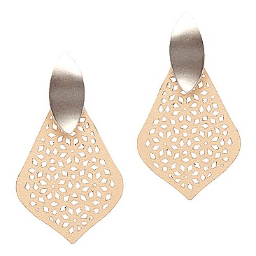 Leather Filigree Metal Post Earring MH-ZE1624