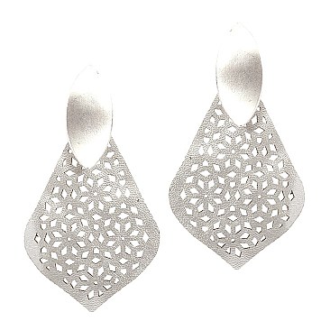 Leather Filigree Metal Post Earring MH-ZE1624