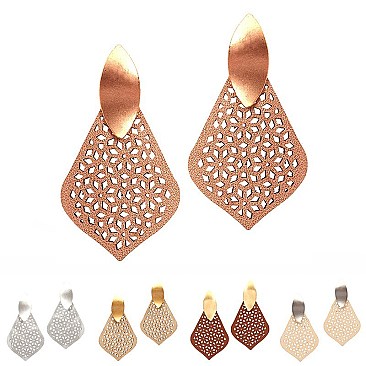 Leather Filigree Metal Post Earring MH-ZE1624