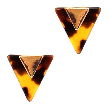 Multi-colored Acrylic Metal Layer Triangle Earring MH-ZE1946