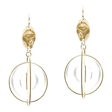 Open Cut Geometric Clear Acrylic Metal Earring