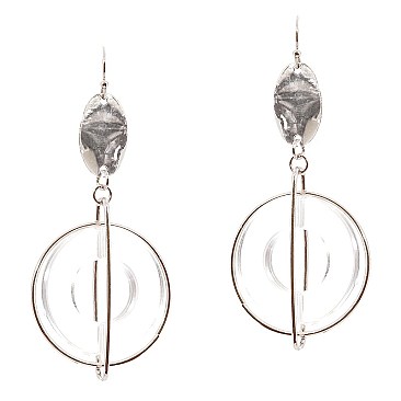 Open Cut Geometric Clear Acrylic Metal Earring