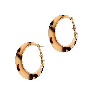 Celluloid Leopard Print Hoop Round Earring MH-ZE2086