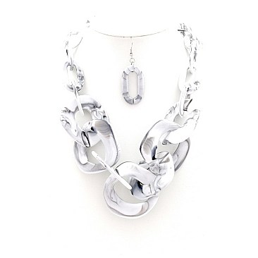 PLASTIC & ACRYLIC LINKED CHAIN NECKLACE SET