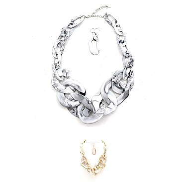 PLASTIC & ACRYLIC LINKED CHAIN NECKLACE SET