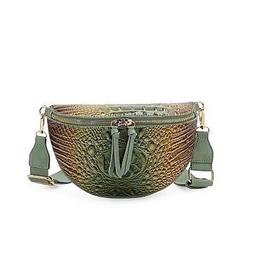 Rainbow Spliced Crocodile Pattern Fanny Pack