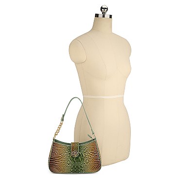 Crocodile Tie-dyed Satchel Shoulder Bag