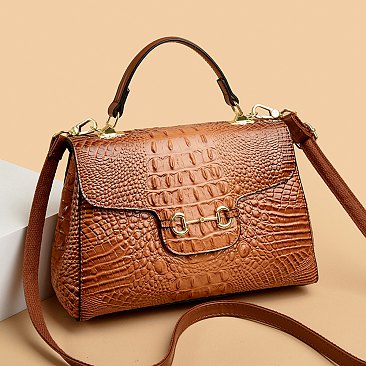 wholesale brown yellow croc satchel
