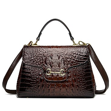 Exceptional Quality Crocodile Medium Size Satchel