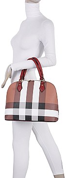 3 in1 Plaid Checker Dome Satchel Set