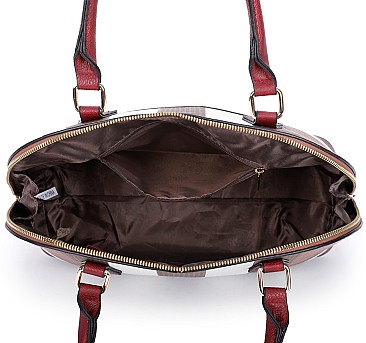 3 in1 Plaid Checker Dome Satchel Set