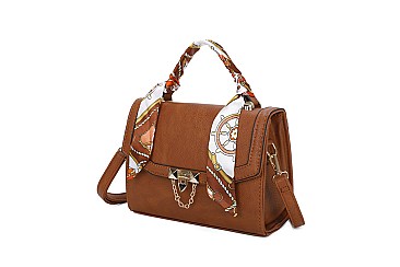 Scarfed Top Handle 2-in-1 Satchel Crossbody Bag