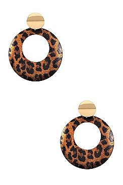 ROUND ANIMAL PRINT DROP EARRING