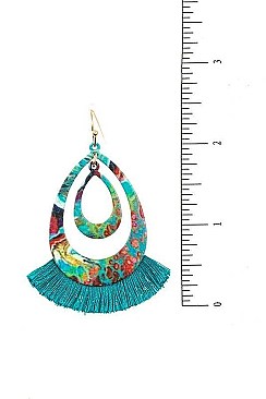 TASSELED TEARDROP DANGLE EARRINGS