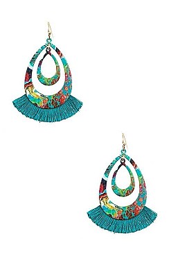 TASSELED TEARDROP DANGLE EARRINGS