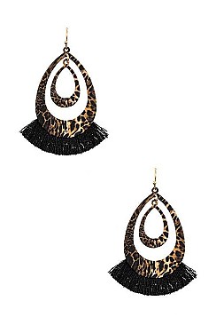 TASSELED TEARDROP DANGLE EARRINGS