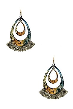 TASSELED TEARDROP DANGLE EARRINGS