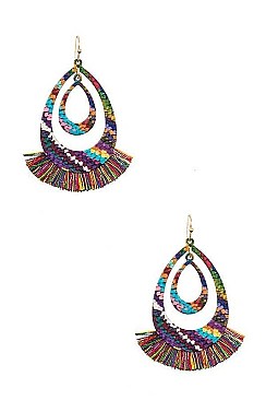 TASSELED TEARDROP DANGLE EARRINGS